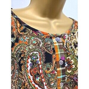 Anthropologie Paisley Patch Tunic Womens 2X Multicolor Peasant Boho Flowy Hippie